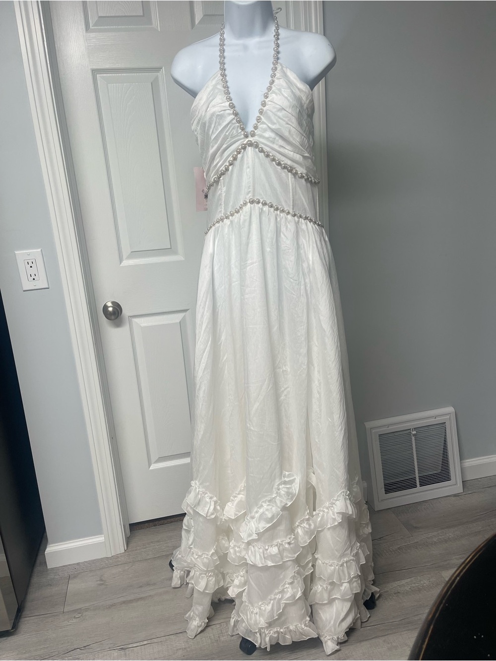 Anthropologie V. Chapman Scarlette Halter Embellished Corset Organza Maxi Dress - Picture 5 of 8